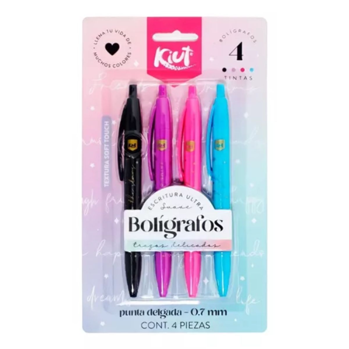 KIUT - Bolígrafo Kiut 0.7mm X 4 Und
