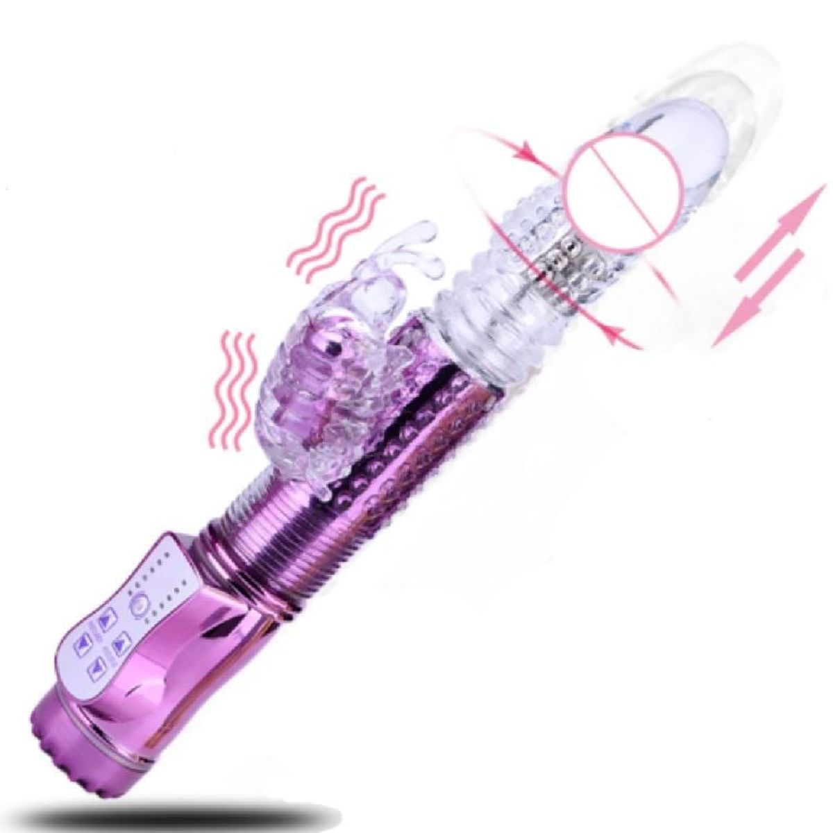 GENERICO - Vibrador Mariposa Doble Estimulación con Movimiento giratorio