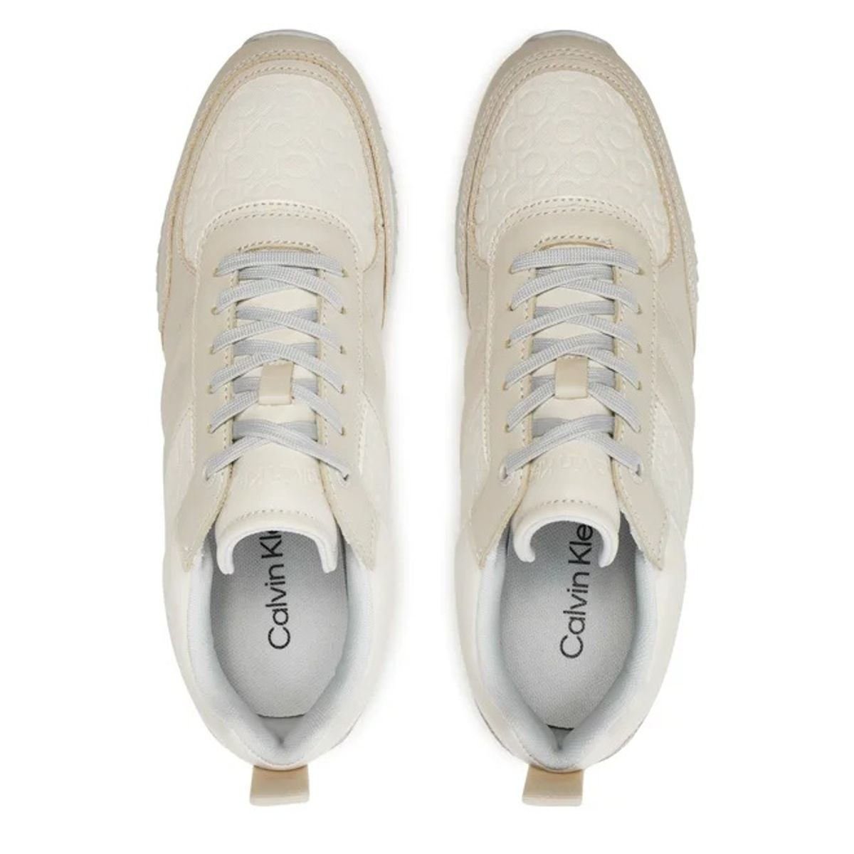 CALVIN KLEIN - Tenis blanco runner de cuero y monograma Calvin Klein