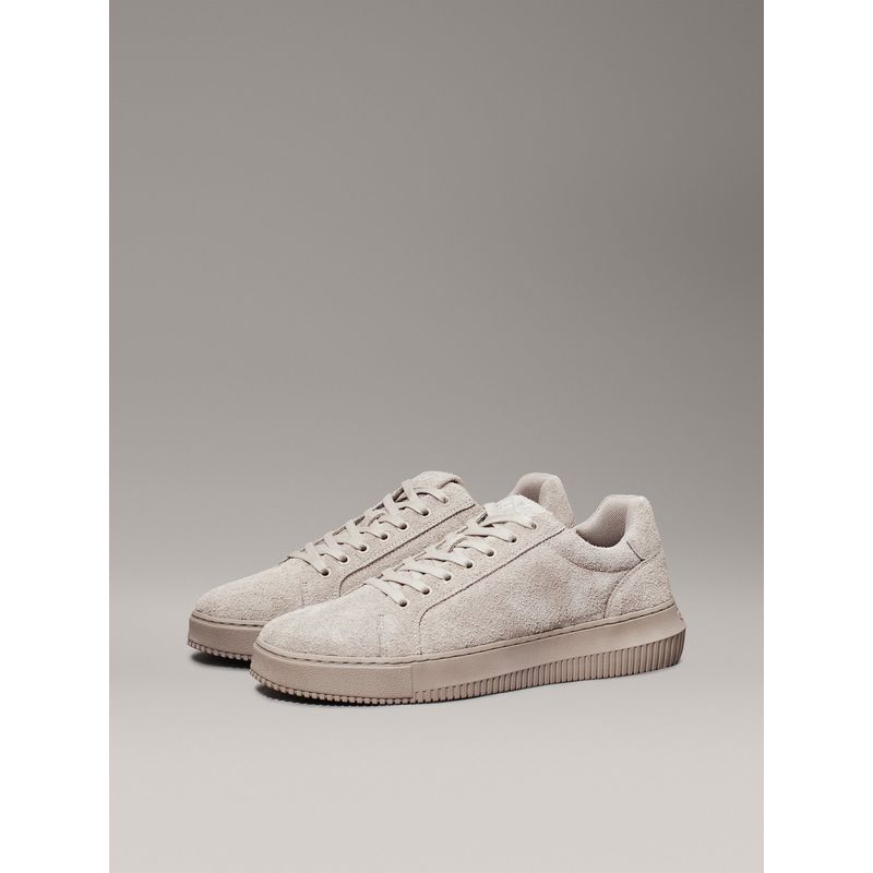 CALVIN KLEIN - Tenis beige chunky cupsole de ante Calvin Klein