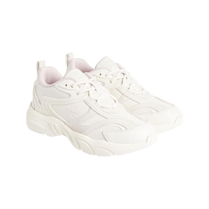 CALVIN KLEIN - Tenis blanco retro con monograma Calvin Klein