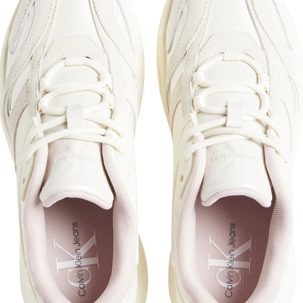 CALVIN KLEIN - Tenis blanco retro con monograma Calvin Klein