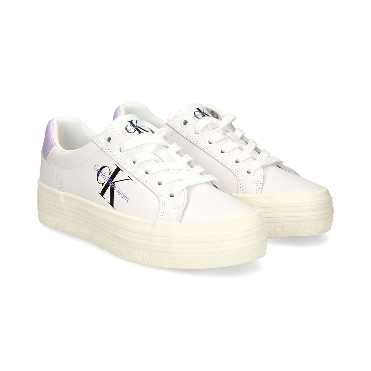 CALVIN KLEIN - Tenis blanco de plataforma de cuero Calvin Klein