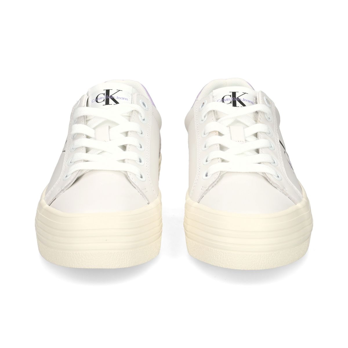 CALVIN KLEIN - Tenis blanco de plataforma de cuero Calvin Klein