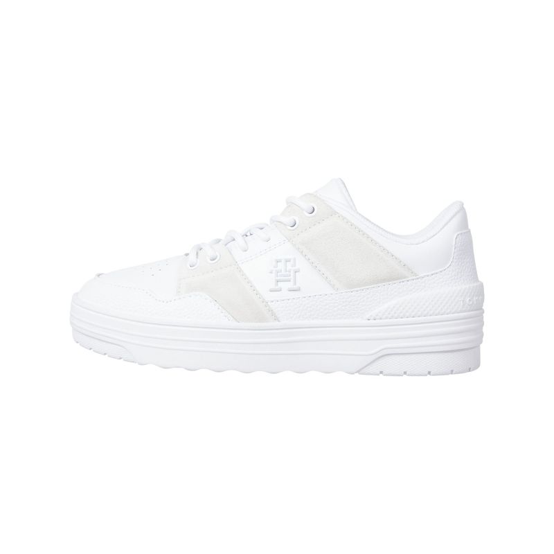TOMMY HILFIGER - Tenis  Blancos De Cuero Con Mezcla De Texturas Tommy Hilfiger