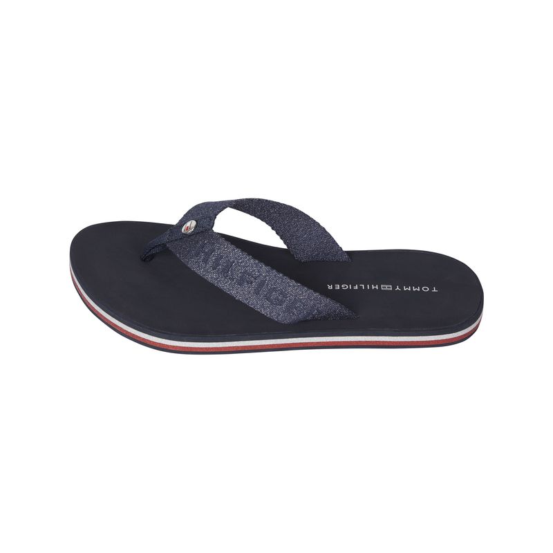 TOMMY HILFIGER - Sandalias azul con tiras brillantes y logo Tommy Hilfiger