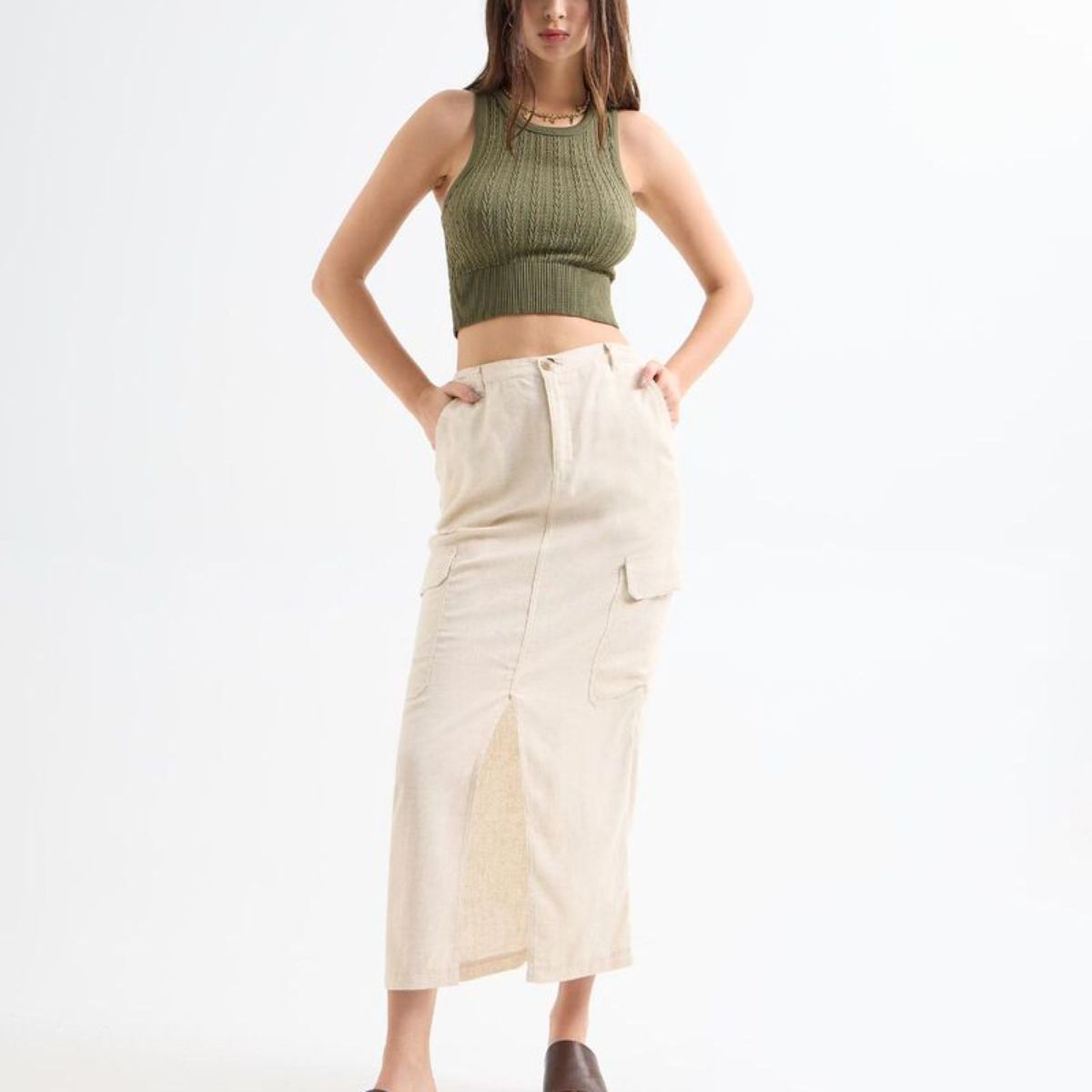 SEVEN SEVEN - Falda Para Mujer Largo Color Beige Marca Seven Seven #28140904