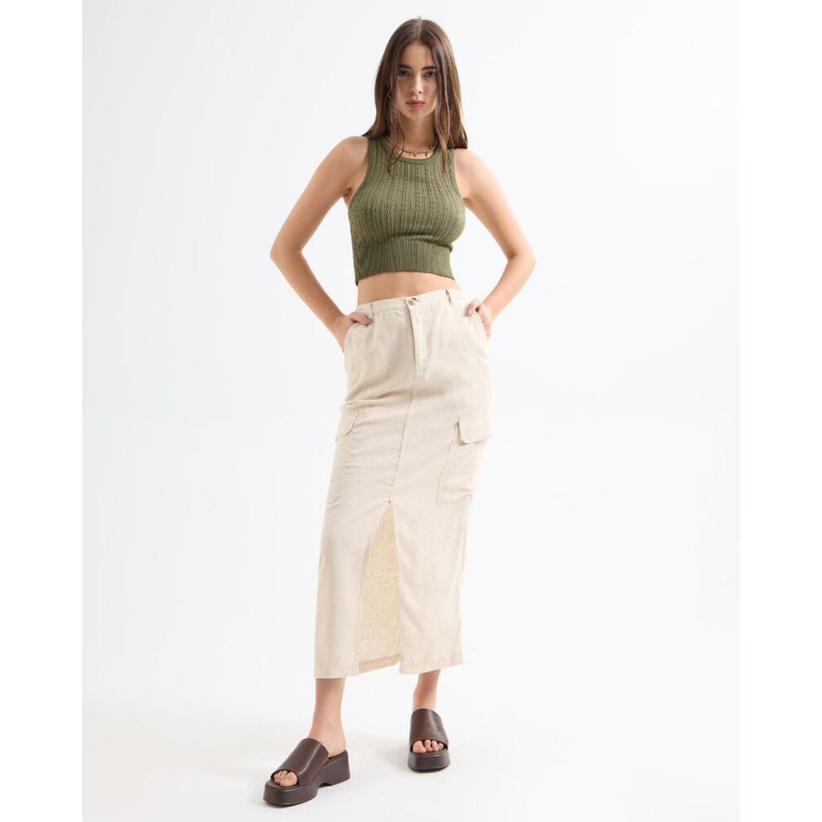 SEVEN SEVEN - Falda Para Mujer Largo Color Beige Marca Seven Seven #28140904