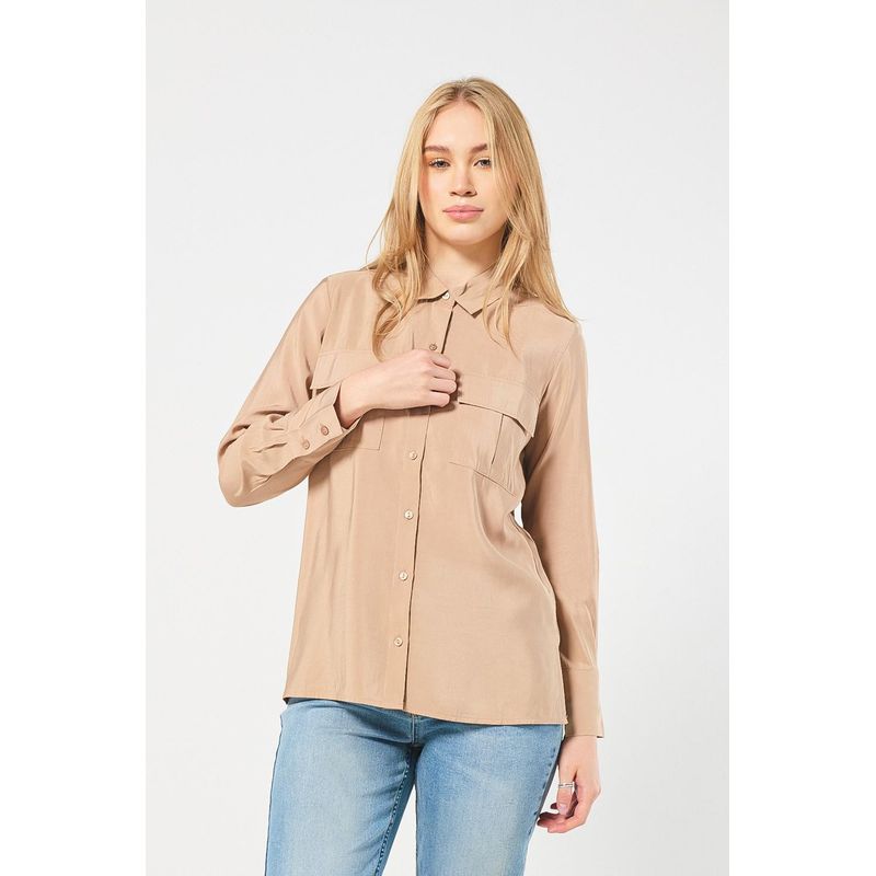 KOAJ - KOAJ BLUSA CUELLO CAMISERO MANGA LARGA  Y  BOLSILLOS MUJER