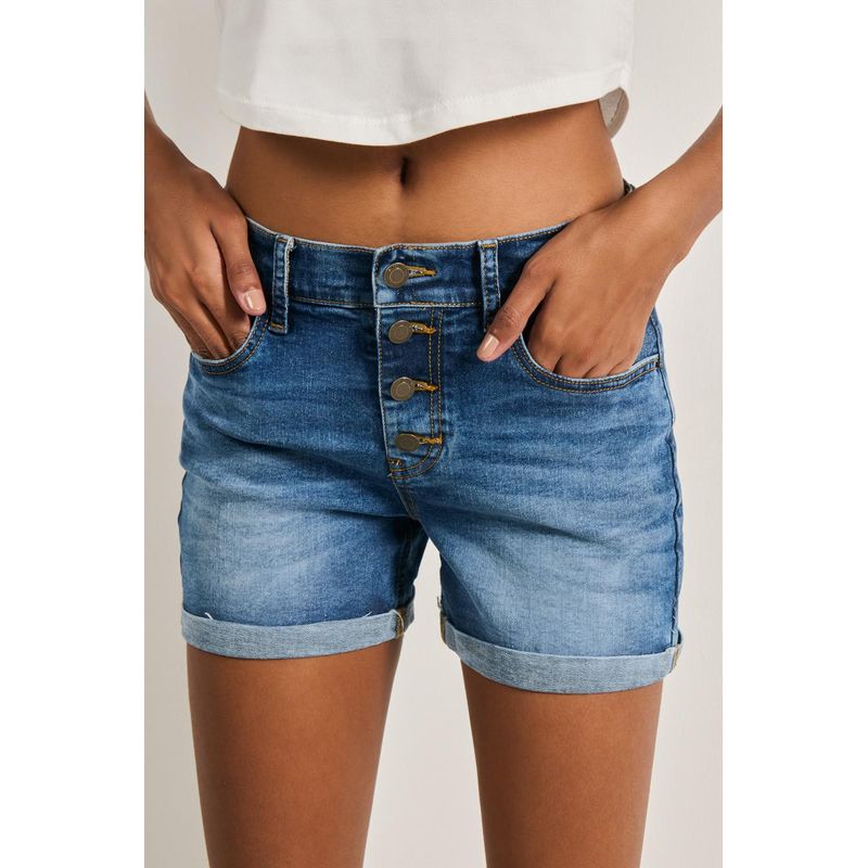 KOAJ - KOAJ Short azul oscuro en jean para mujer cuenta con 5 bolsill MUJER