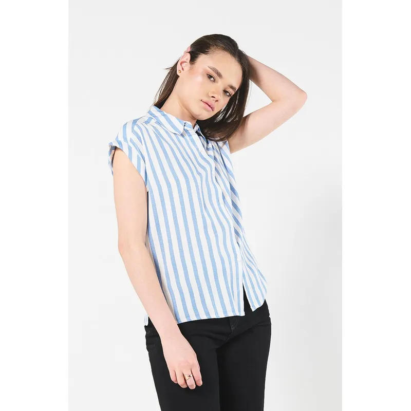 KOAJ - KOAJ BLUSA CAMISERA MANGA CORTA RECOGIDO HOMBRO Mujer