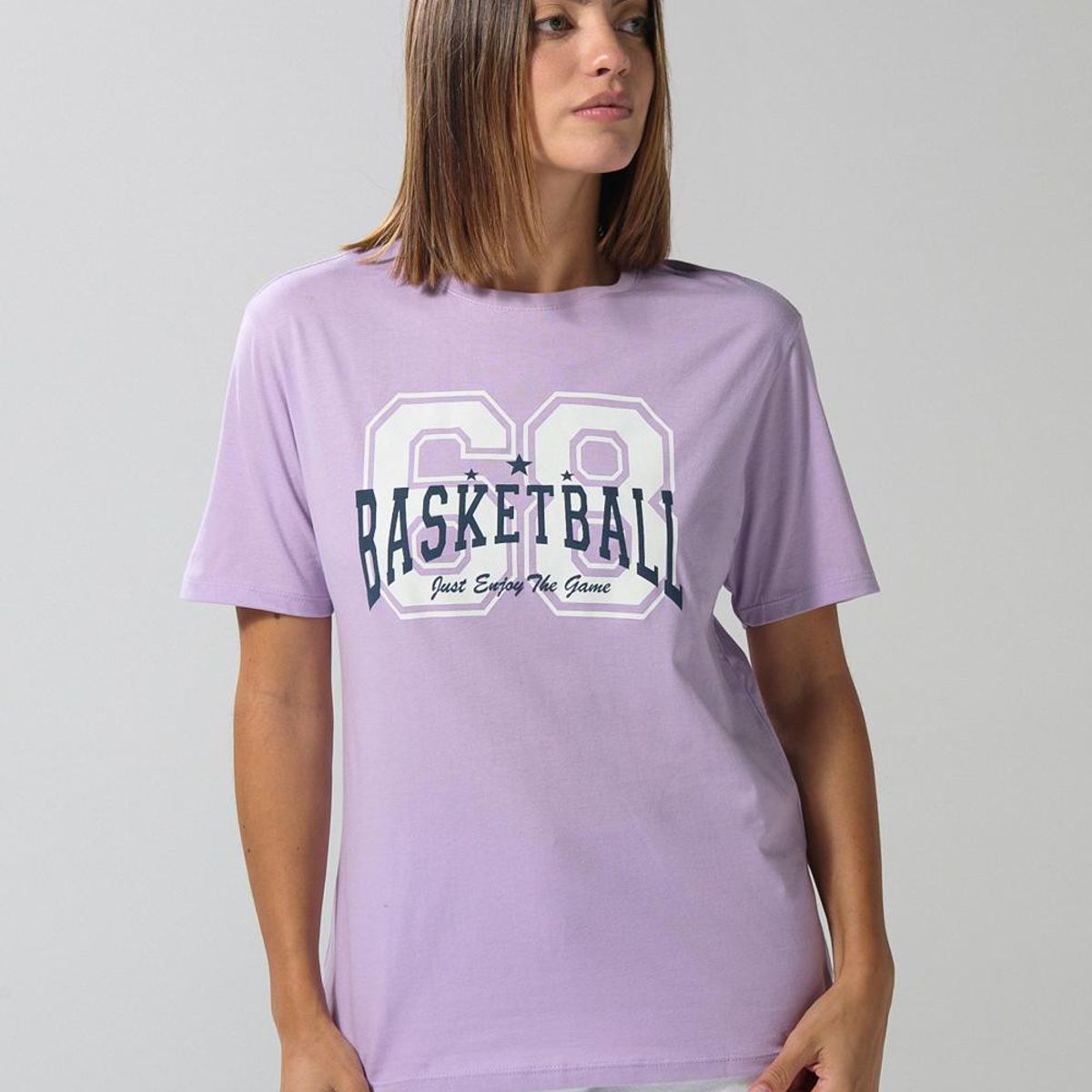 KOAJ - KOAJ Camiseta lila manga corta con estampado college Mujer