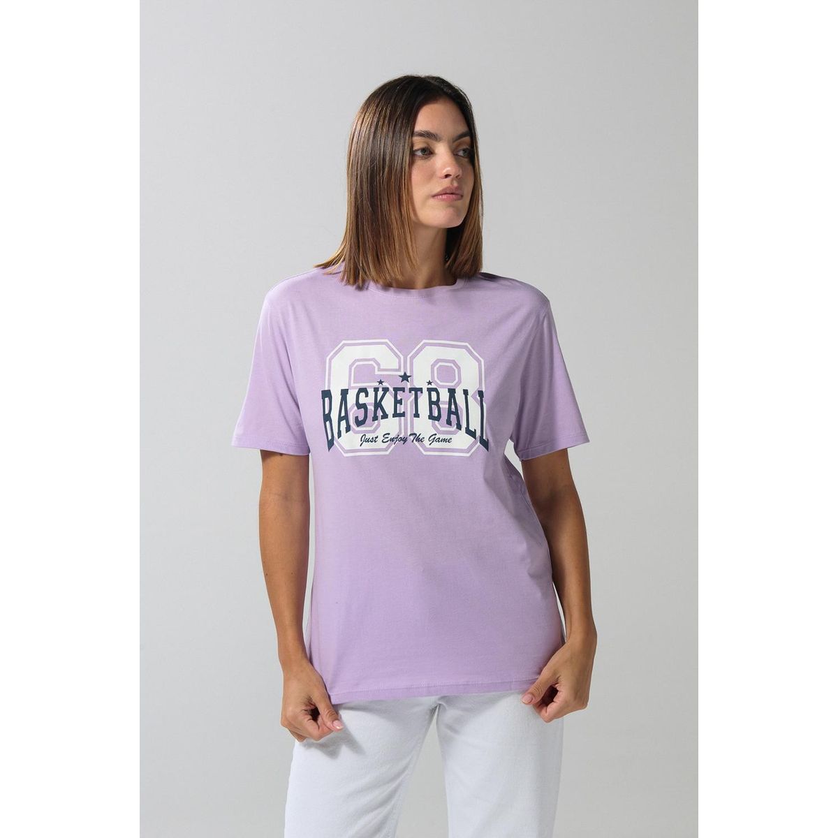 KOAJ - KOAJ Camiseta lila manga corta con estampado college Mujer