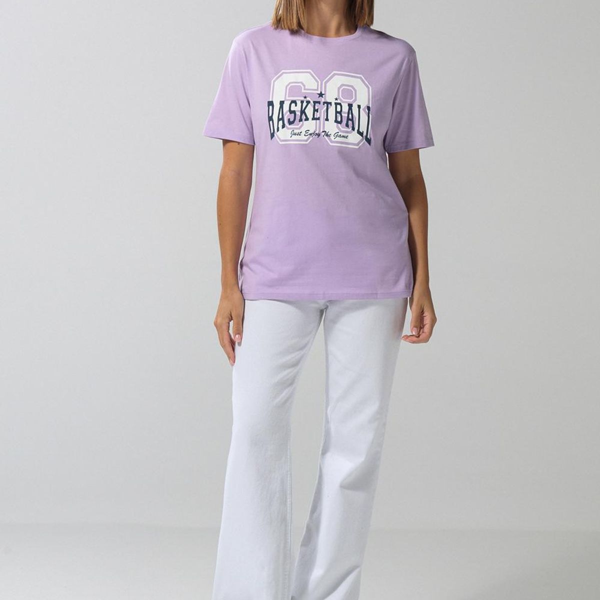 KOAJ - KOAJ Camiseta lila manga corta con estampado college Mujer