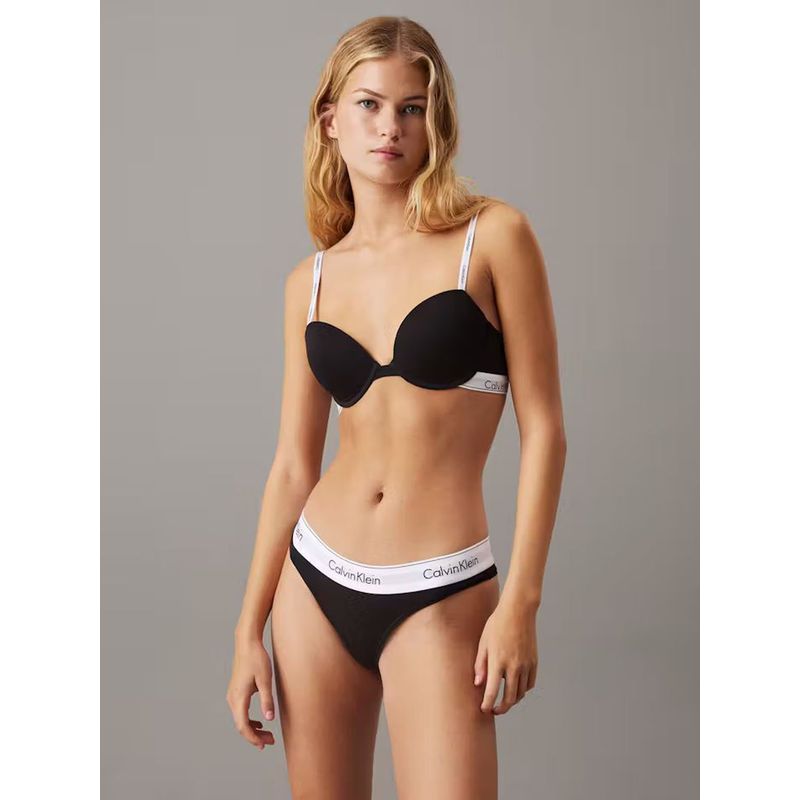 CALVIN KLEIN - Brasier negro de algodón - modern logo Calvin Klein