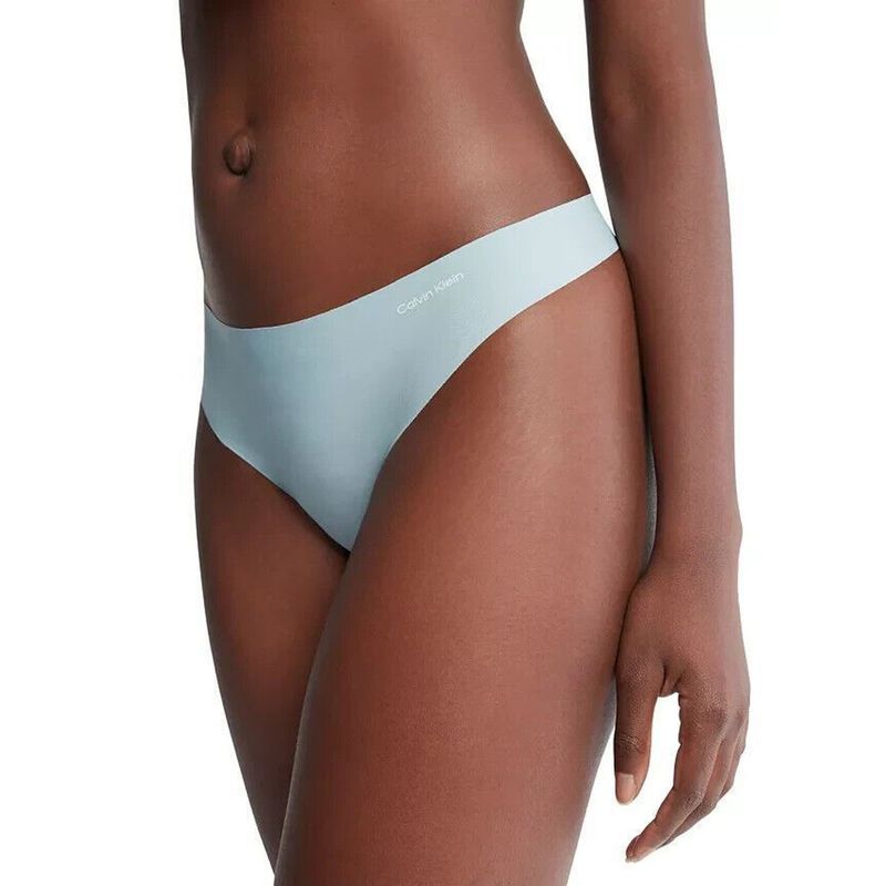 CALVIN KLEIN - Tanga azul invisible con logo en el lateral Calvin Klein