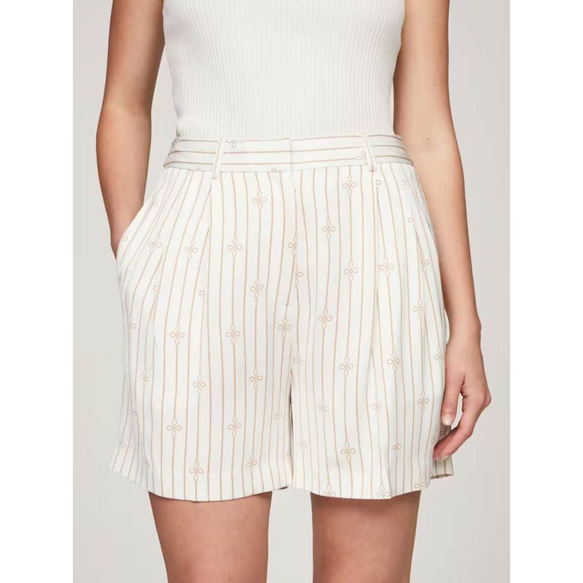 TOMMY HILFIGER - Bermudas blanco fluido con nudo de cuerda Tommy Hilfiger