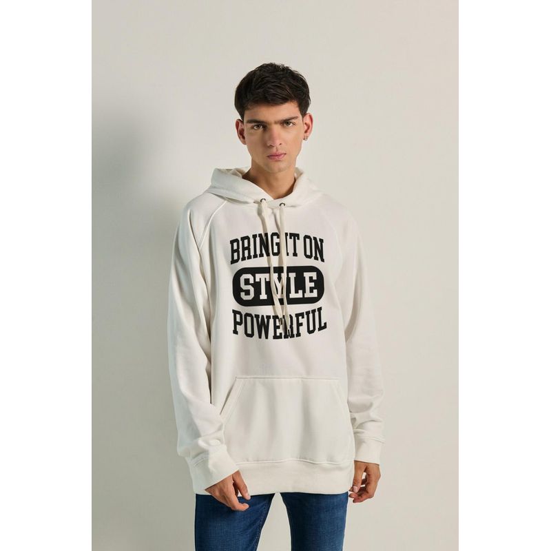 KOAJ - KOAJ Buzo unicolor manga ranglan con capota y texto college HOMBRE