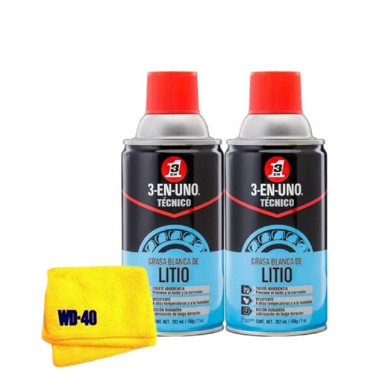 3 EN UNO - Grasa Blanca de Litio 3-En-Uno Técnico 282ml - 7oz x2 Und