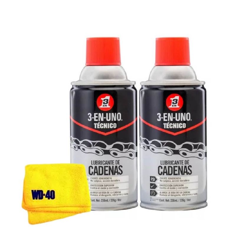 3 EN UNO - Lubricante de Cadenas 3-En-Uno Técnico 236ml x2 Und