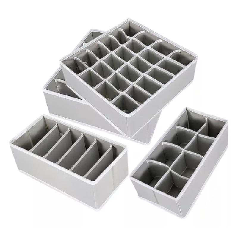 GENERICO - Organizador De Ropa Interior Y Divisor De Cajones Set De 4 Color Gris