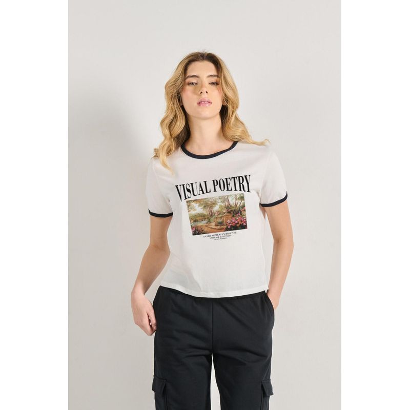 KOAJ - KOAJ Camiseta de contrastes femenina Visual Poetry MUJER