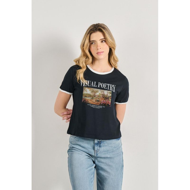 KOAJ - KOAJ Camiseta de contrastes femenina Visual Poetry MUJER