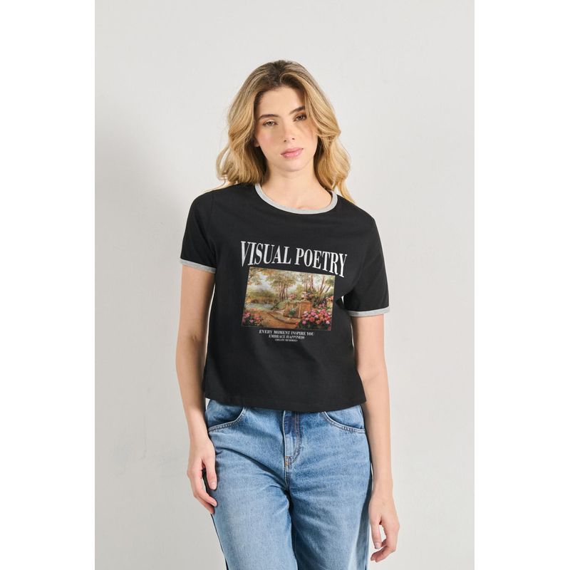 KOAJ - KOAJ Camiseta de contrastes femenina Visual Poetry MUJER