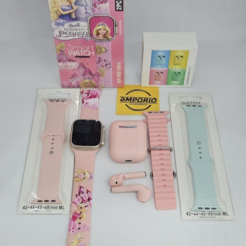 GENERICO - COMBO NIÑOS RELOJ ULTRA KR999+PULSO+AUDIFONOS I12TWS