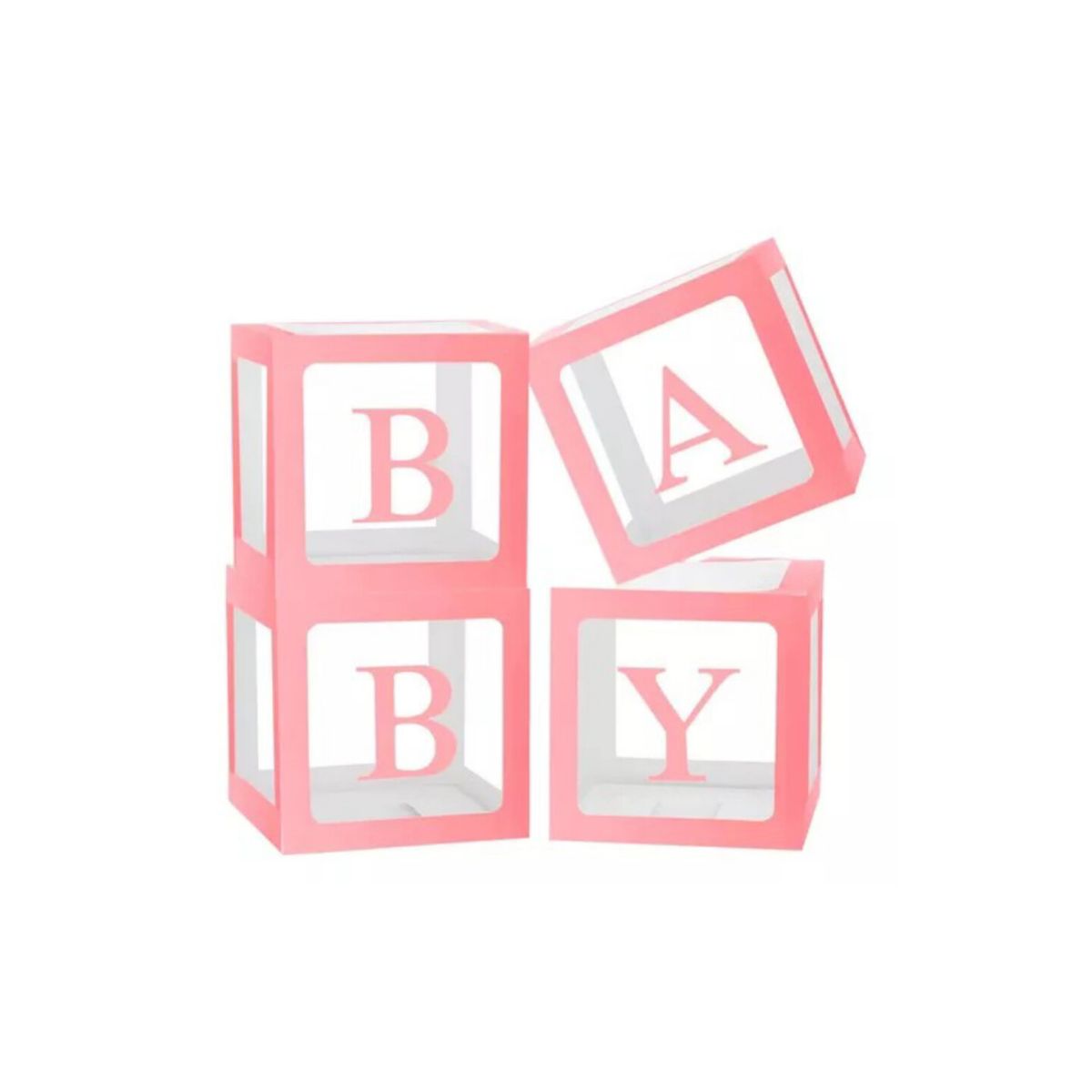 INFANTILES CAJUROMIX - Caja Cubo Rosado Baby Decorativo Para Globos X4 Unidades