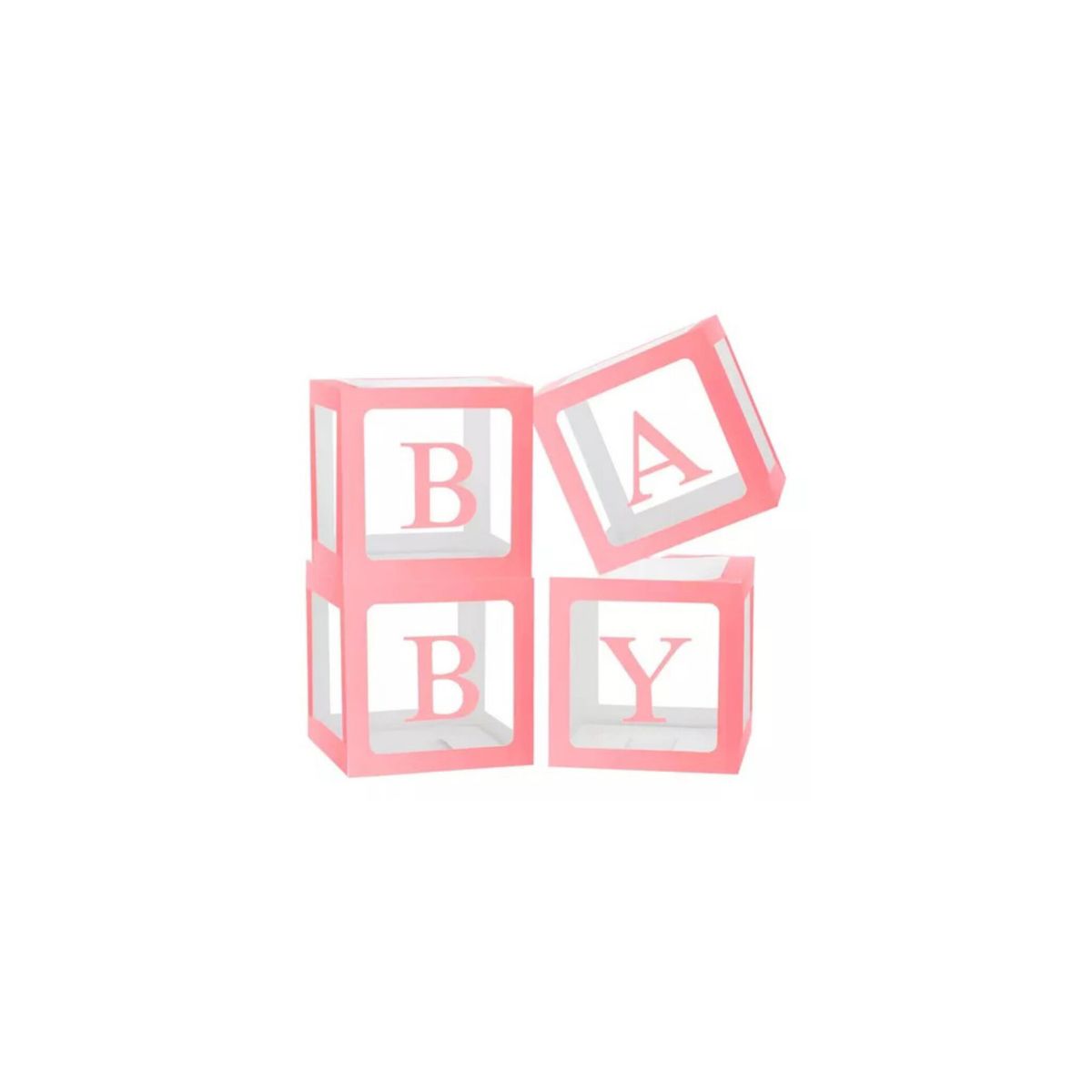 INFANTILES CAJUROMIX - Caja Cubo Rosado Baby Decorativo Para Globos X4 Unidades