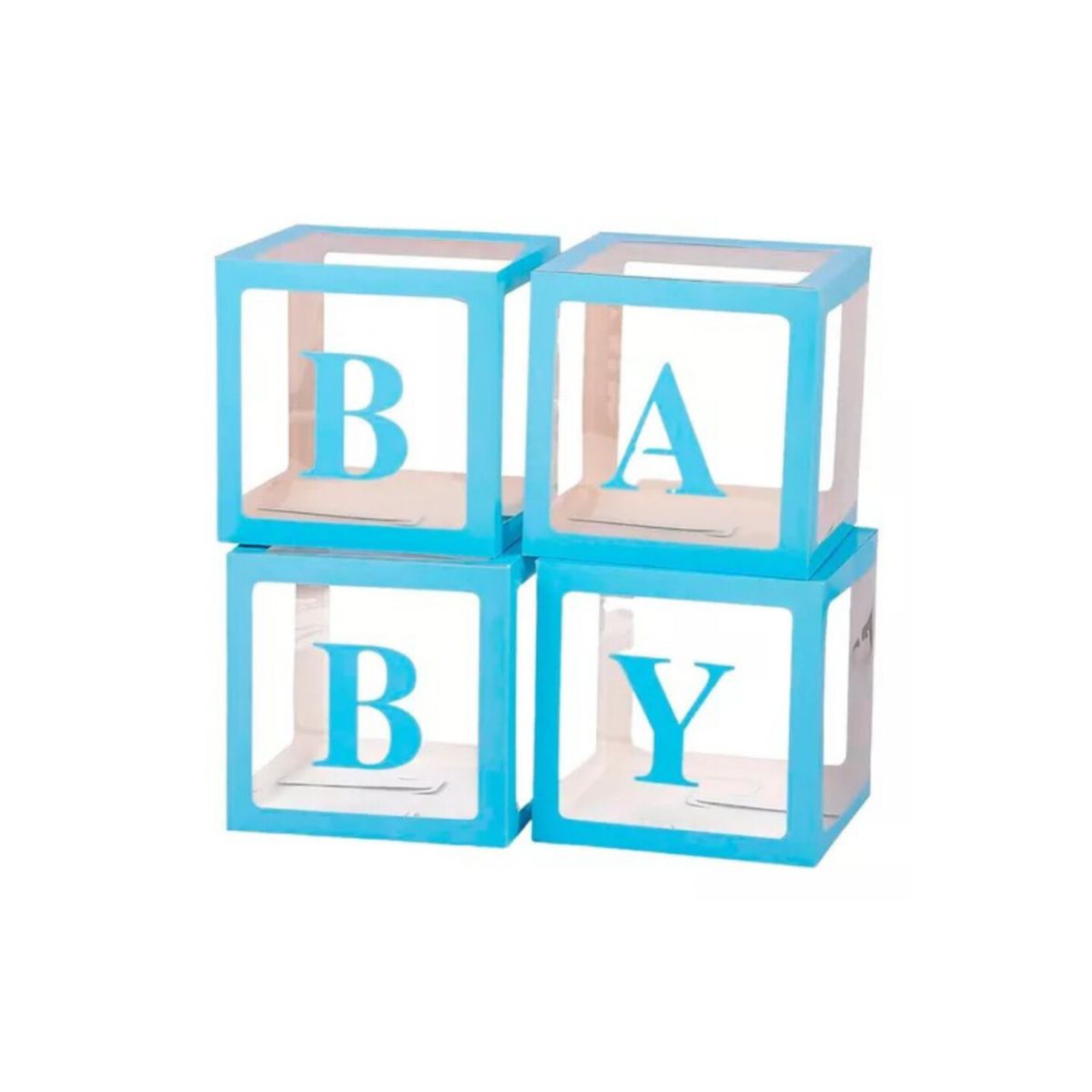 INFANTILES CAJUROMIX - Caja Cubo Azul Baby Decorativo Para Globos X4 Unidades
