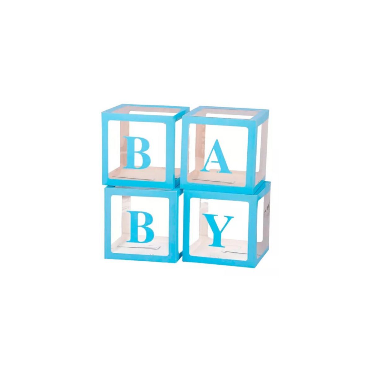 INFANTILES CAJUROMIX - Caja Cubo Azul Baby Decorativo Para Globos X4 Unidades
