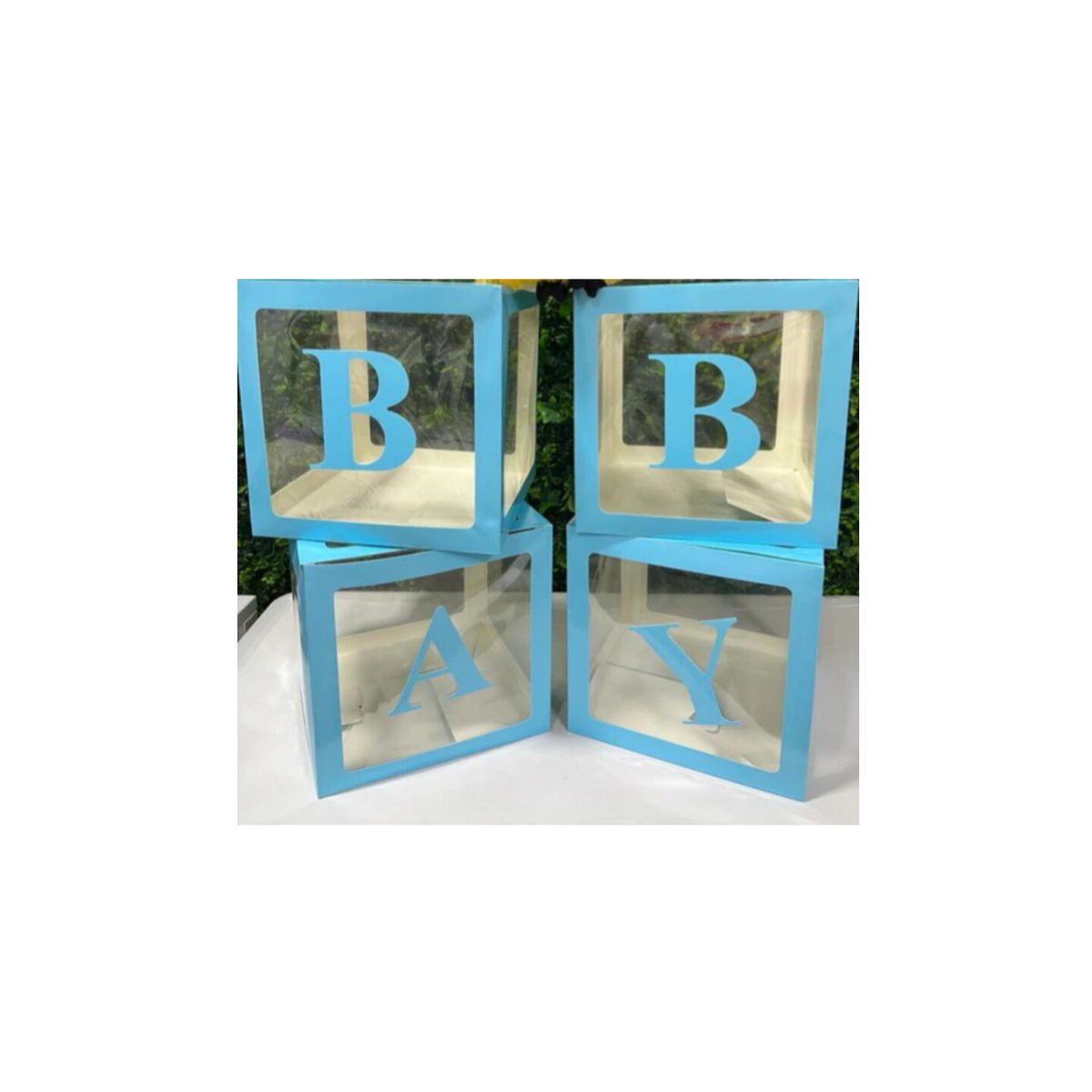 INFANTILES CAJUROMIX - Caja Cubo Azul Baby Decorativo Para Globos X4 Unidades