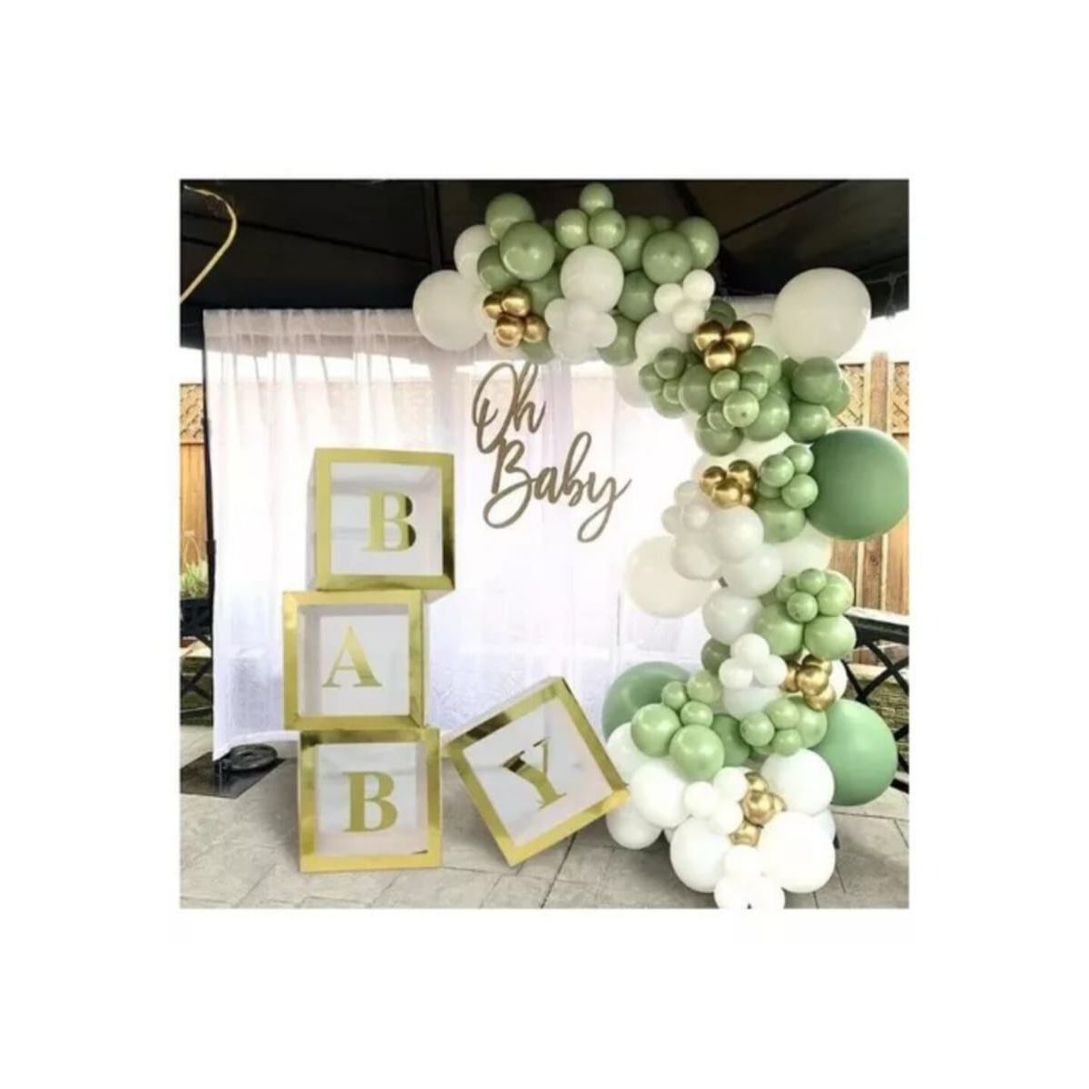INFANTILES CAJUROMIX - Caja Cubo Dorado Baby Decorativo Para Globos X4 Unidades