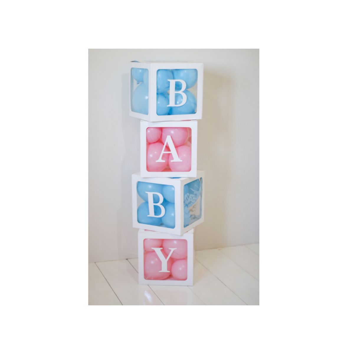 INFANTILES CAJUROMIX - Caja Cubo Blanco Baby Decorativo Para Globos X4 Unidades