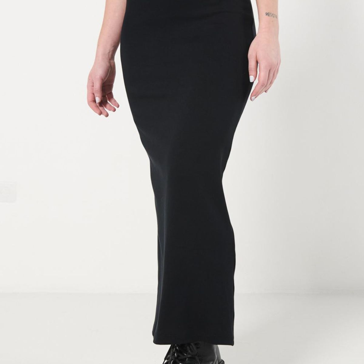 KOAJ - KOAJ Falda ajustada larga negra con tiro alto Mujer