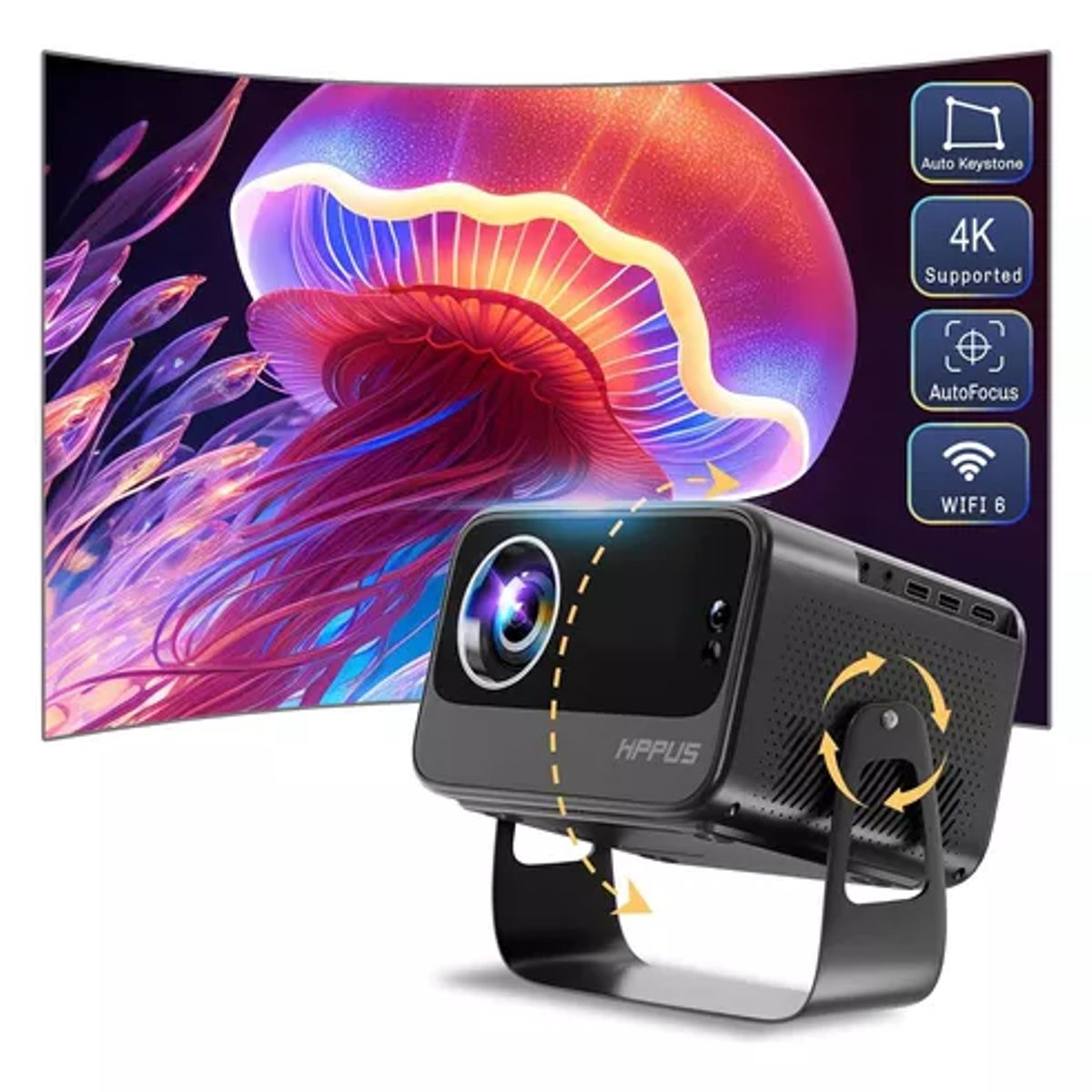 GENERICO - Proyector Inteligente HIPPUS Auto Smart Keystone 4K con Wifi 6