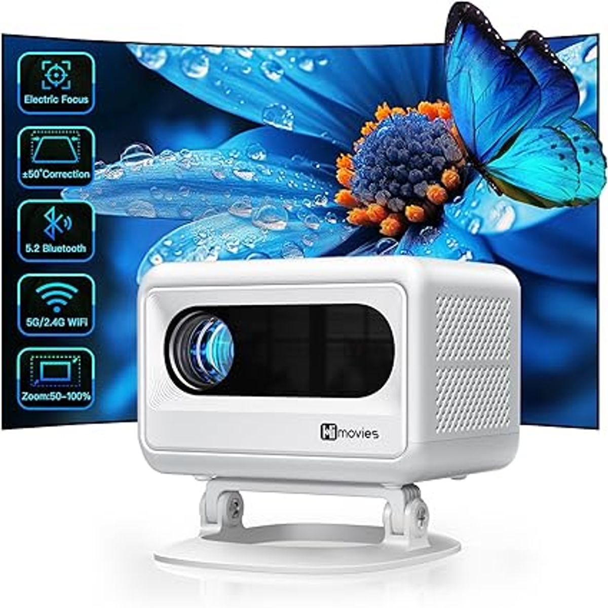 GENERICO - Mini Proyector Portátil HIMovies Keystone Full HD con Wifi 6 y NTSC