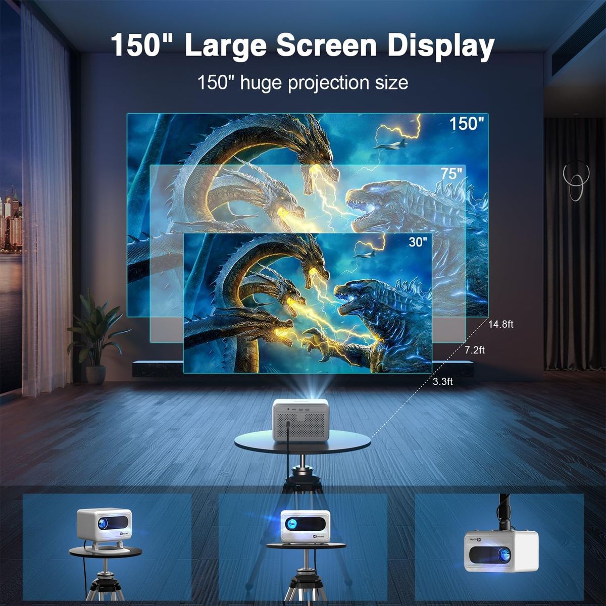 GENERICO - Mini Proyector Portátil HIMovies Keystone Full HD con Wifi 6 y NTSC