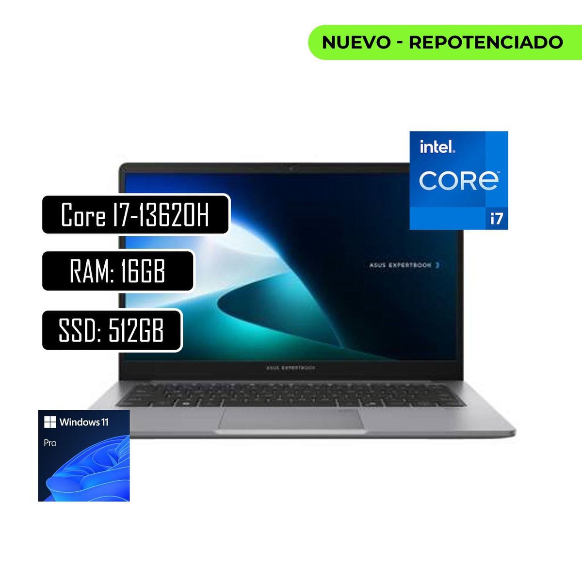 ASUS - Portatil Asus ExpertBook Intel Core i7 13620H 16GB 512GB SSD 14 WIN11 Pro