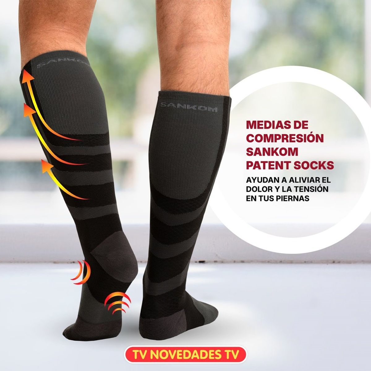 TV NOVEDADES - Medias de Compresión Circulación y Descanso Sankom Patent Socks Negro S-M