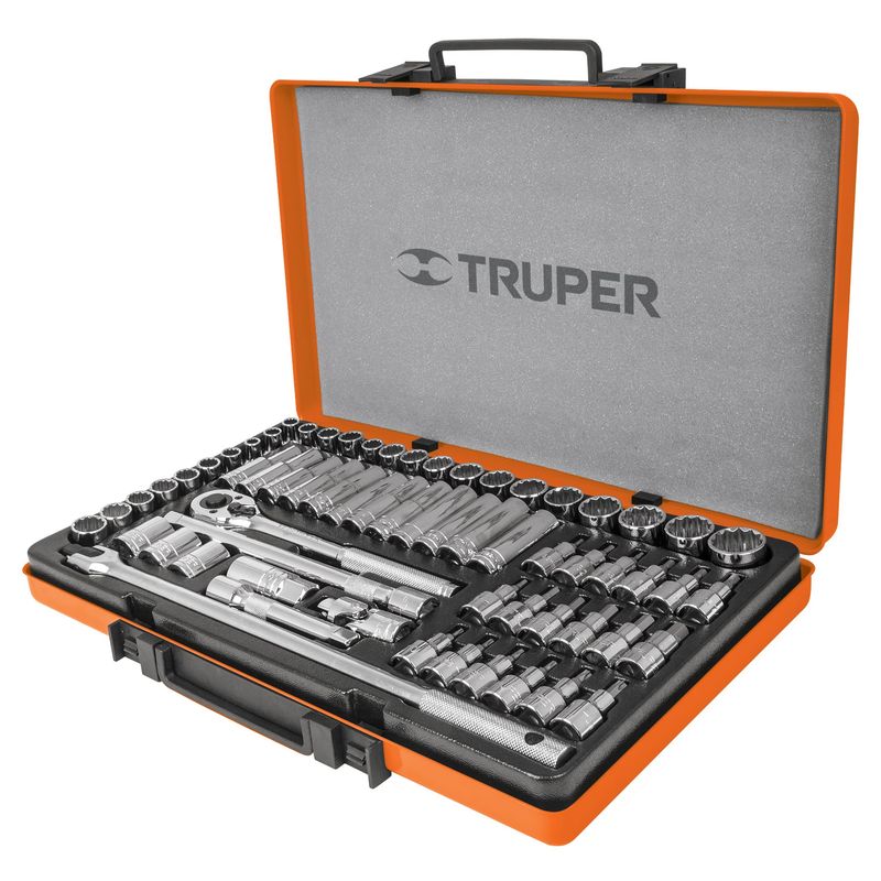 TRUPER - Juego Copas Mixto Cuadro 1/2" 64 Piezas Truper