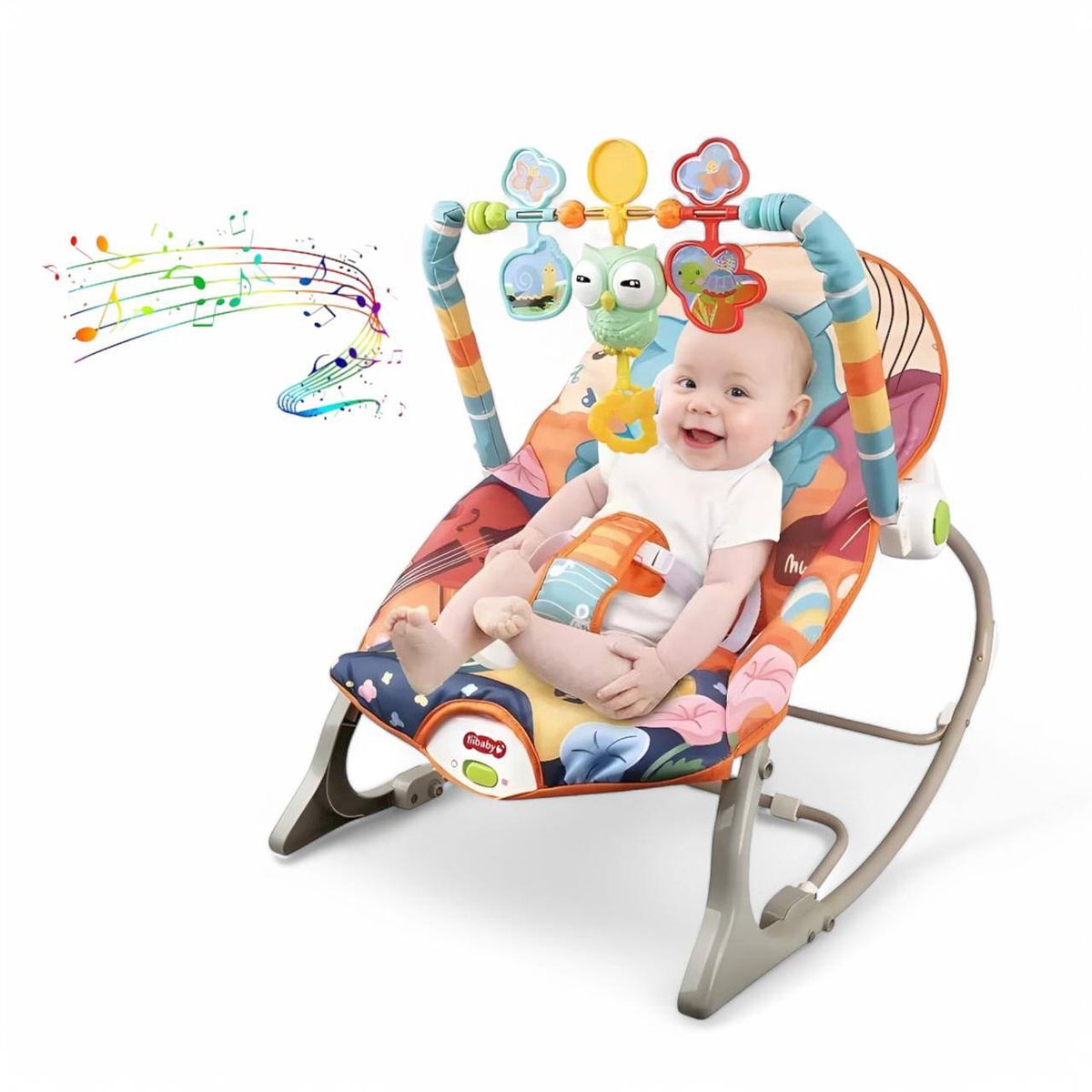 BRITOCHET - Silla Mecedora Bebé Musical REF 68129 Morado Buho