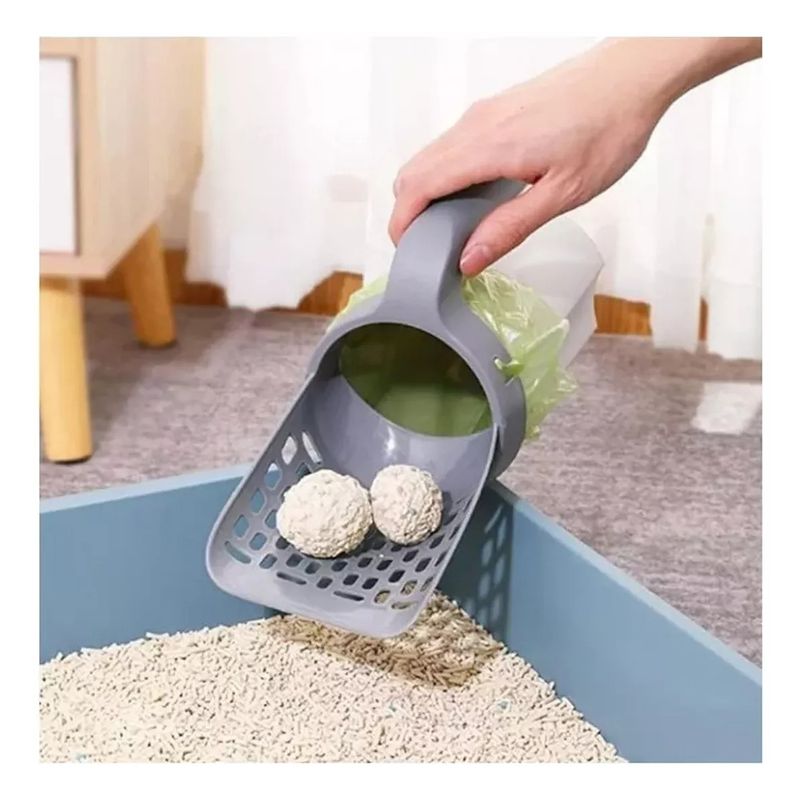 GENERICO - Pala Recogedor Para Arenero Gato 2en1 Dispensador De Bolsas