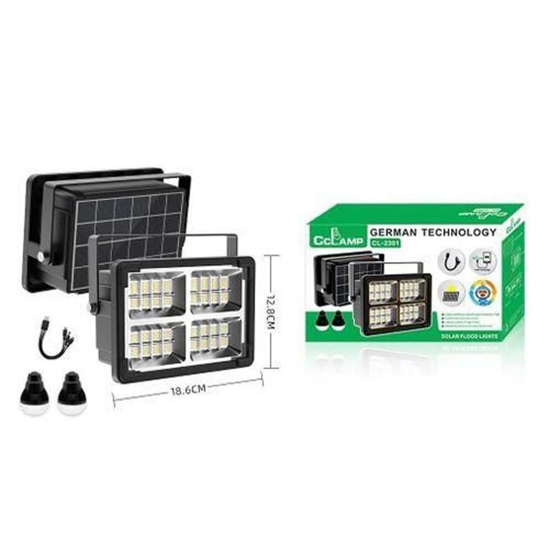 DANKI - Lampara Solar Recargable CL-2301 + 2 Bombillos