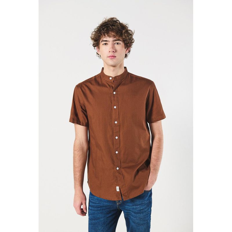 KOAJ - KOAJ Camisa cuello neru o mao, manga corta en slim fit HOMBRE