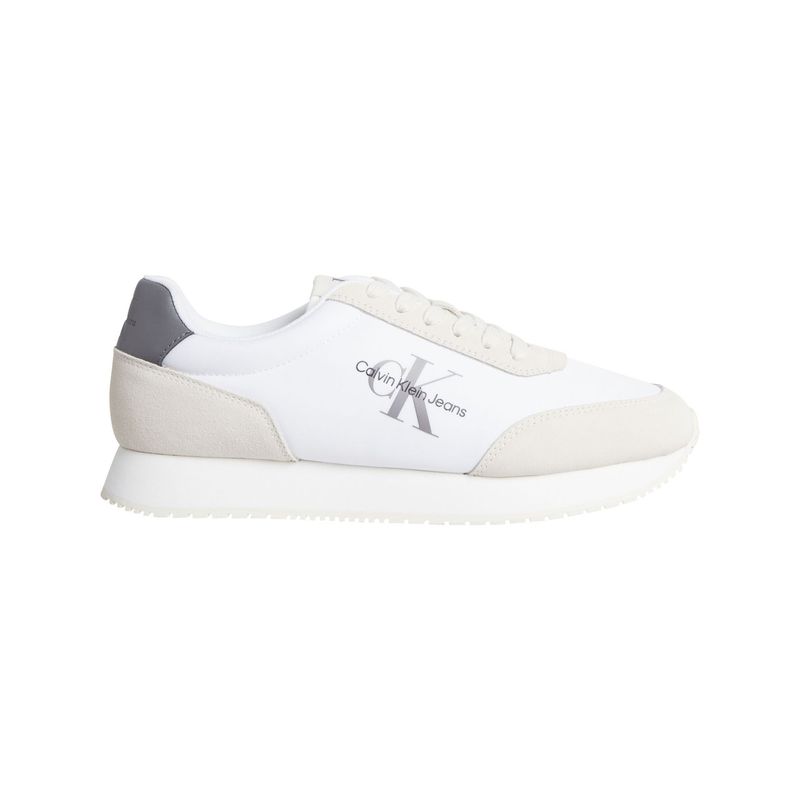 CALVIN KLEIN - Tenis blanco retro runner con monograma Calvin Klein
