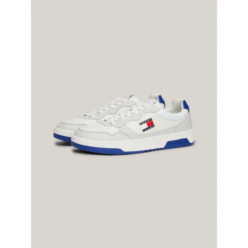 TOMMY HILFIGER - Tenis gris de cuero color block Tommy Hilfiger