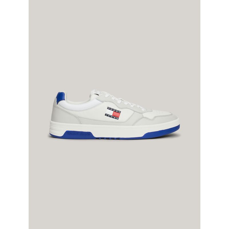 TOMMY HILFIGER - Tenis gris de cuero color block Tommy Hilfiger